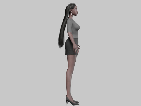 Young black girl V23377 3D Model