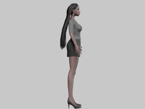Young black girl V23377 3D Model