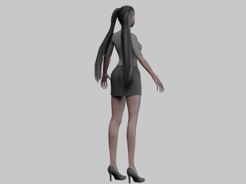 Young black girl V23377 3D Model