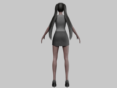 Young black girl V23377 3D Model
