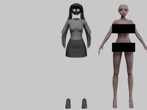 Young black girl V23377 3D Model