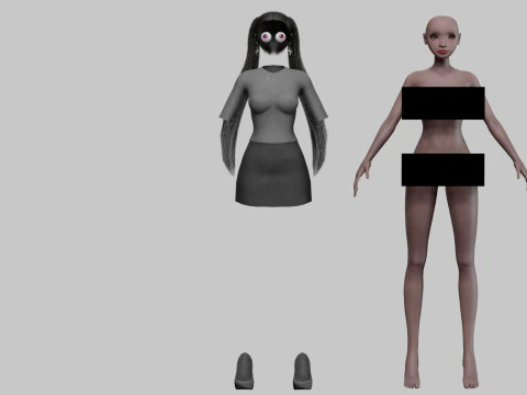 Young black girl V23377 3D Model