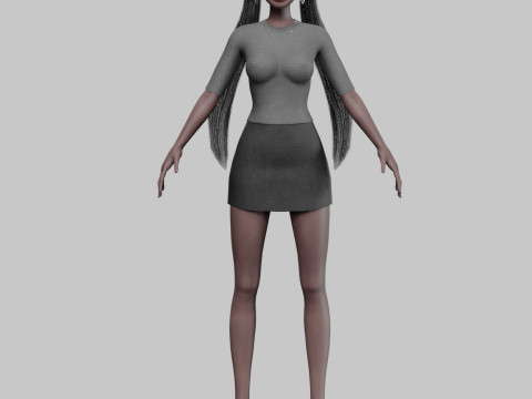 Young black girl V23377 3D Model
