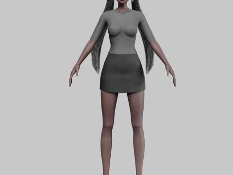 Young black girl V23377 3D Model