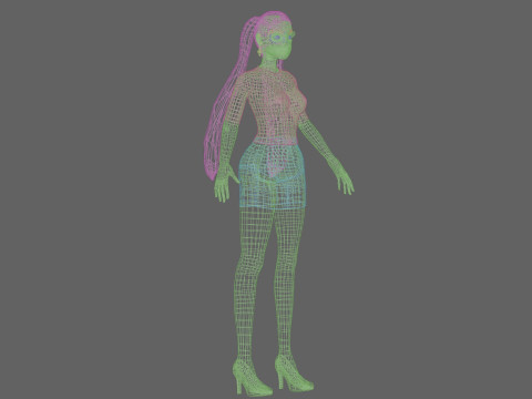 Young black girl V23377 3D Model