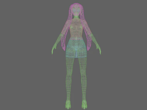 Young black girl V23377 3D Model