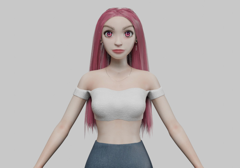 Young cartoon girl V29338 3D-Modell .c4d .max .obj .3ds .fbx .stl .blend 