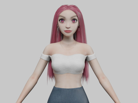 Young cartoon girl V29338 Modèle 3D