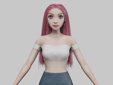 Young cartoon girl V29338 3D Model