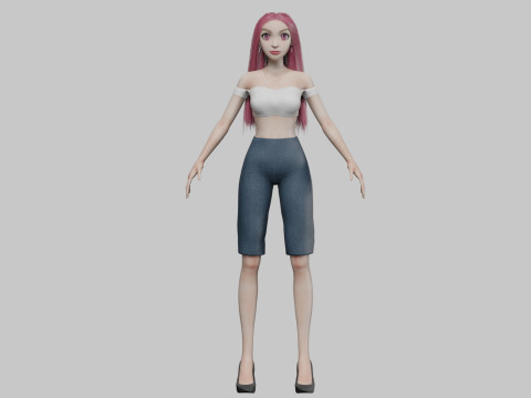 Young cartoon girl V29338 3D-Modell