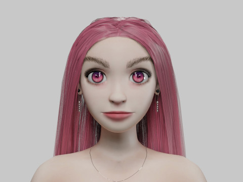 Young cartoon girl V29338 3D-Modell