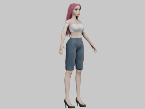 Young cartoon girl V29338 3D-Modell