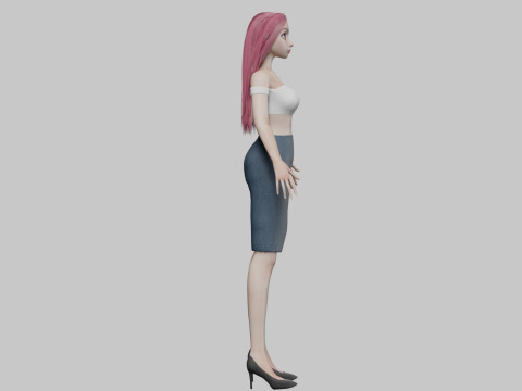 Young cartoon girl V29338 3D-Modell