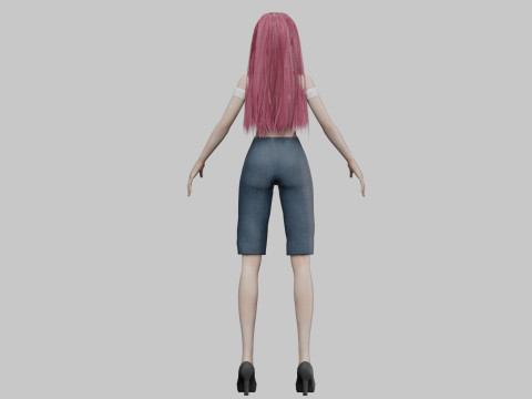 Young cartoon girl V29338 3D-Modell