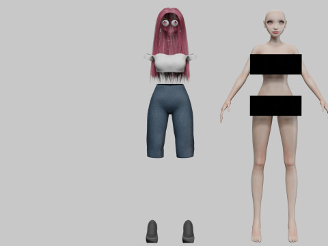 Young cartoon girl V29338 3D-Modell