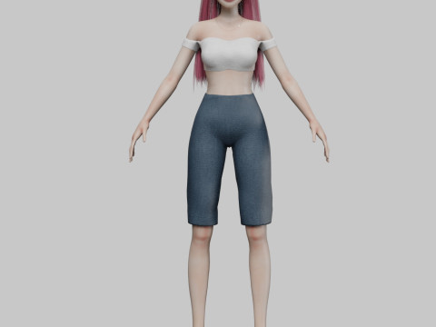 Young cartoon girl V29338 3D-Modell