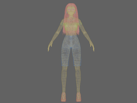 Young cartoon girl V29338 3D-Modell