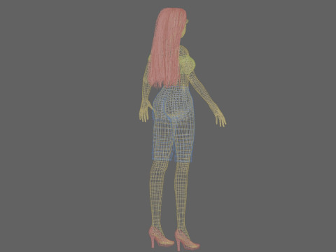 Young cartoon girl V29338 3D-Modell