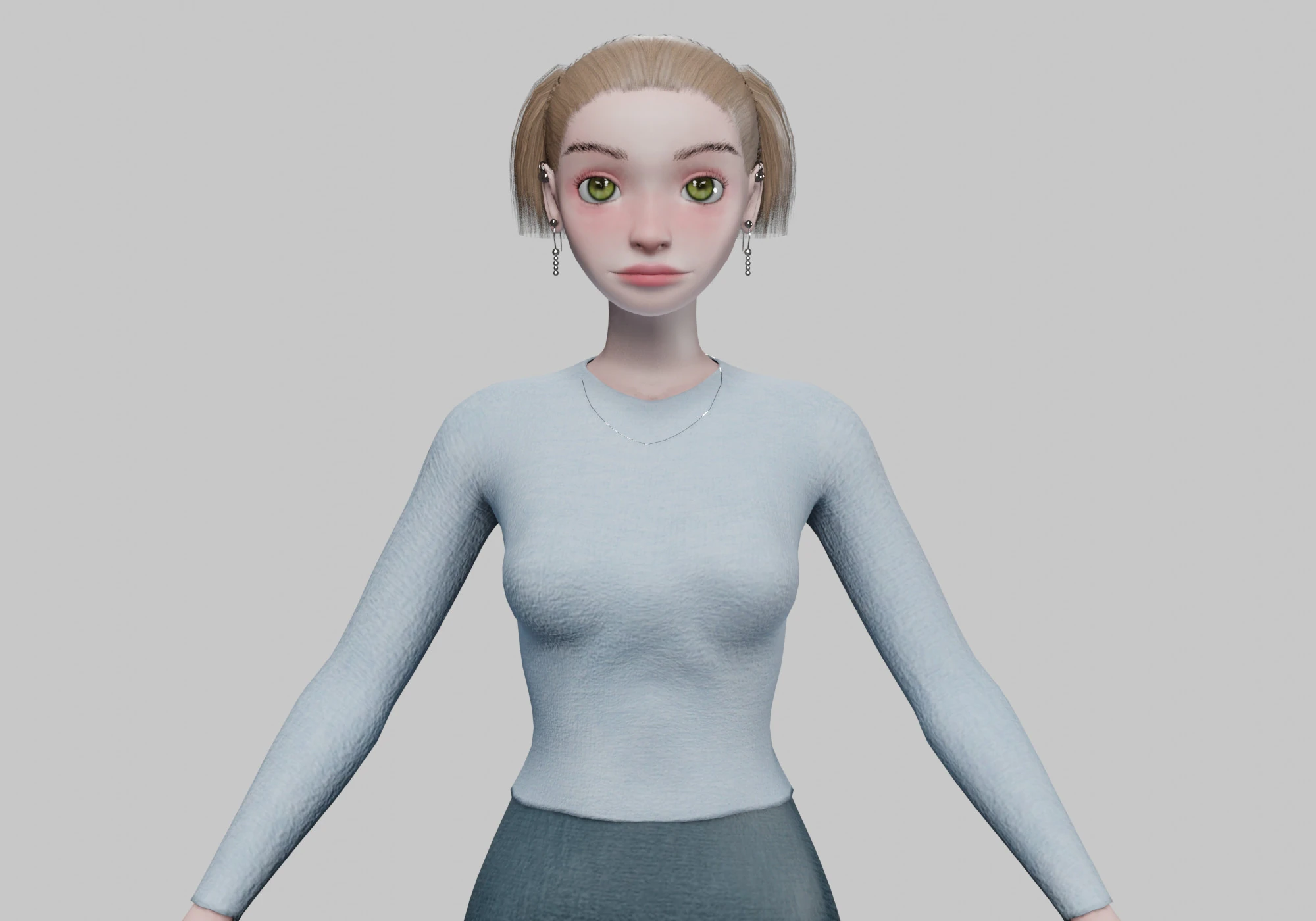 Young cute girl V21284 3D Model .c4d .max .obj .3ds .fbx .stl .blend 