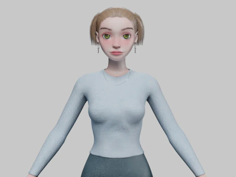 Молодая симпатичная девушка V21284 3D Модель