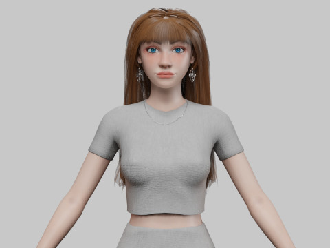 Basic cute woman V32658 Modelo 3D