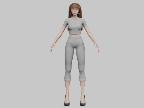 Basic cute woman V32658 Modello 3D