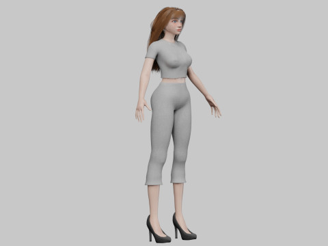 Basic cute woman V32658 Modello 3D