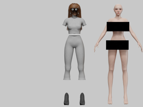 Basic cute woman V32658 Modello 3D