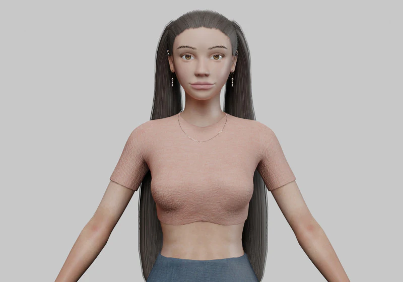 Beautiful pretty woman V21427 3D Model .c4d .max .obj .3ds .fbx .stl .blend