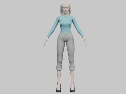 Cute basic woman V21458 3D Model
