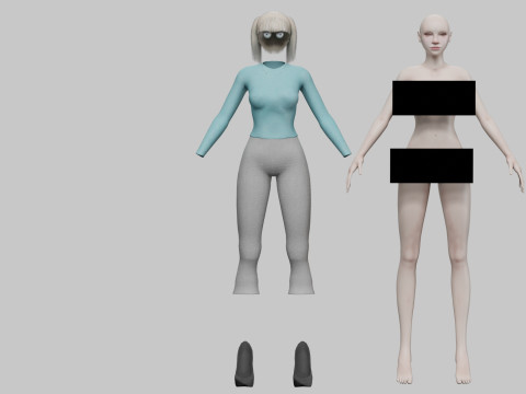 Cute basic woman V21458 3D Модель