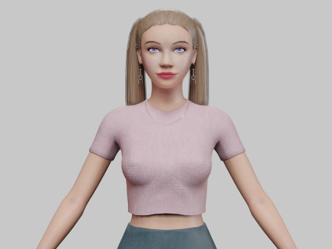 Cute beautiful woman V22547 3D Model