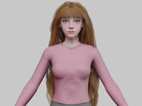 Cute cool woman V35826 3D Model