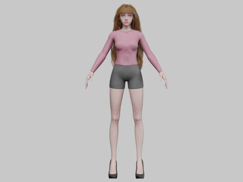 Cute cool woman V35826 Modèle 3D