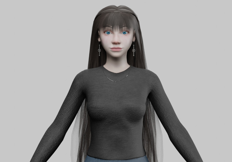 Cute pretty woman V33151 3D Модель .c4d .max .obj .3ds .fbx .stl .blend 