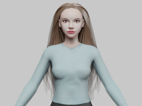 Cute stylized woman V31405 3Dモデル