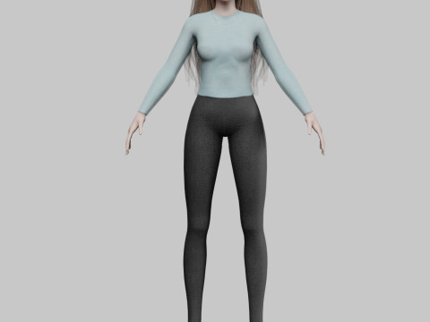Cute stylized woman V31405 Modello 3D