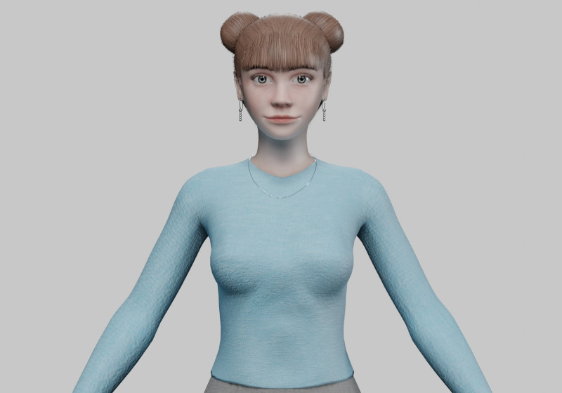 Cute teen woman V21874 Modelo 3D .c4d .max .obj .3ds .fbx .stl .blend 
