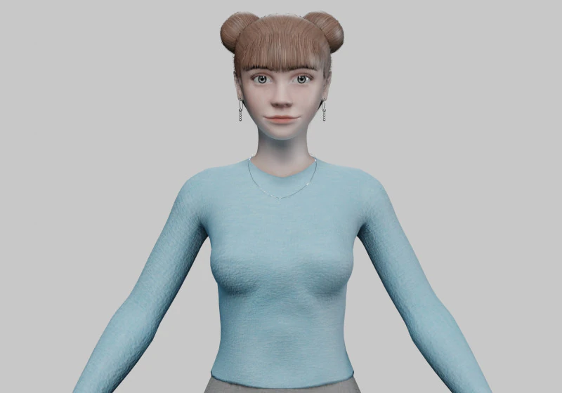 Cute teen woman V21874 3D Model .c4d .max .obj .3ds .fbx .stl .blend