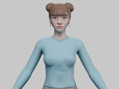 Cute teen woman V21874 3D Model