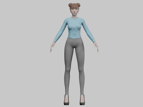 Cute teen woman V21874 3D Model