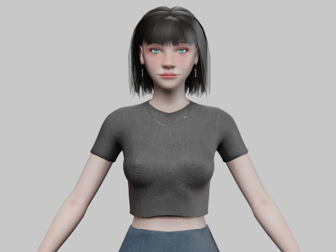 Lovely cute woman V27647 3D Model