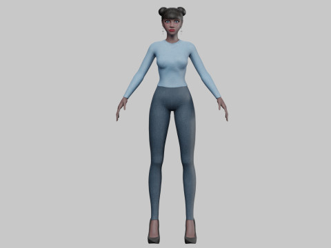 Pretty black woman V22876 Modello 3D