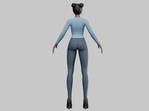 Pretty black woman V22876 Modello 3D