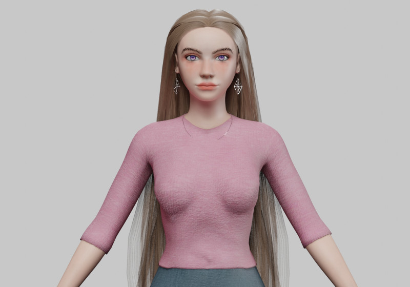 Pretty blond woman V32439 3D Model .c4d .max .obj .3ds .fbx .stl .blend 