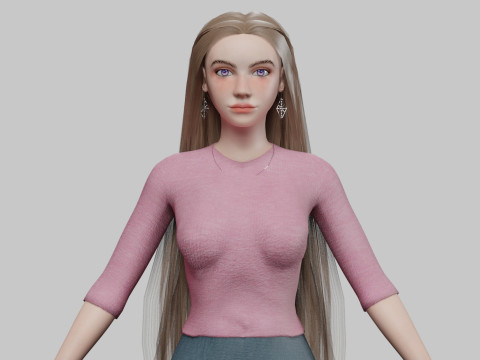Pretty blond woman V32439 3D Model