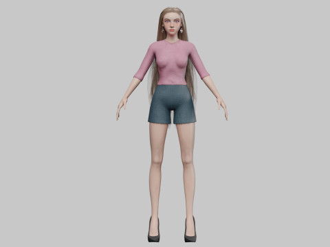 Pretty blond woman V32439 3D Model