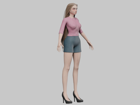 Pretty blond woman V32439 3D Model