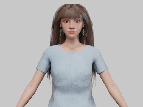 Pretty cute woman V33792 3D Model