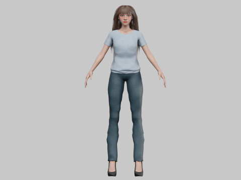 Pretty cute woman V33792 Model 3D